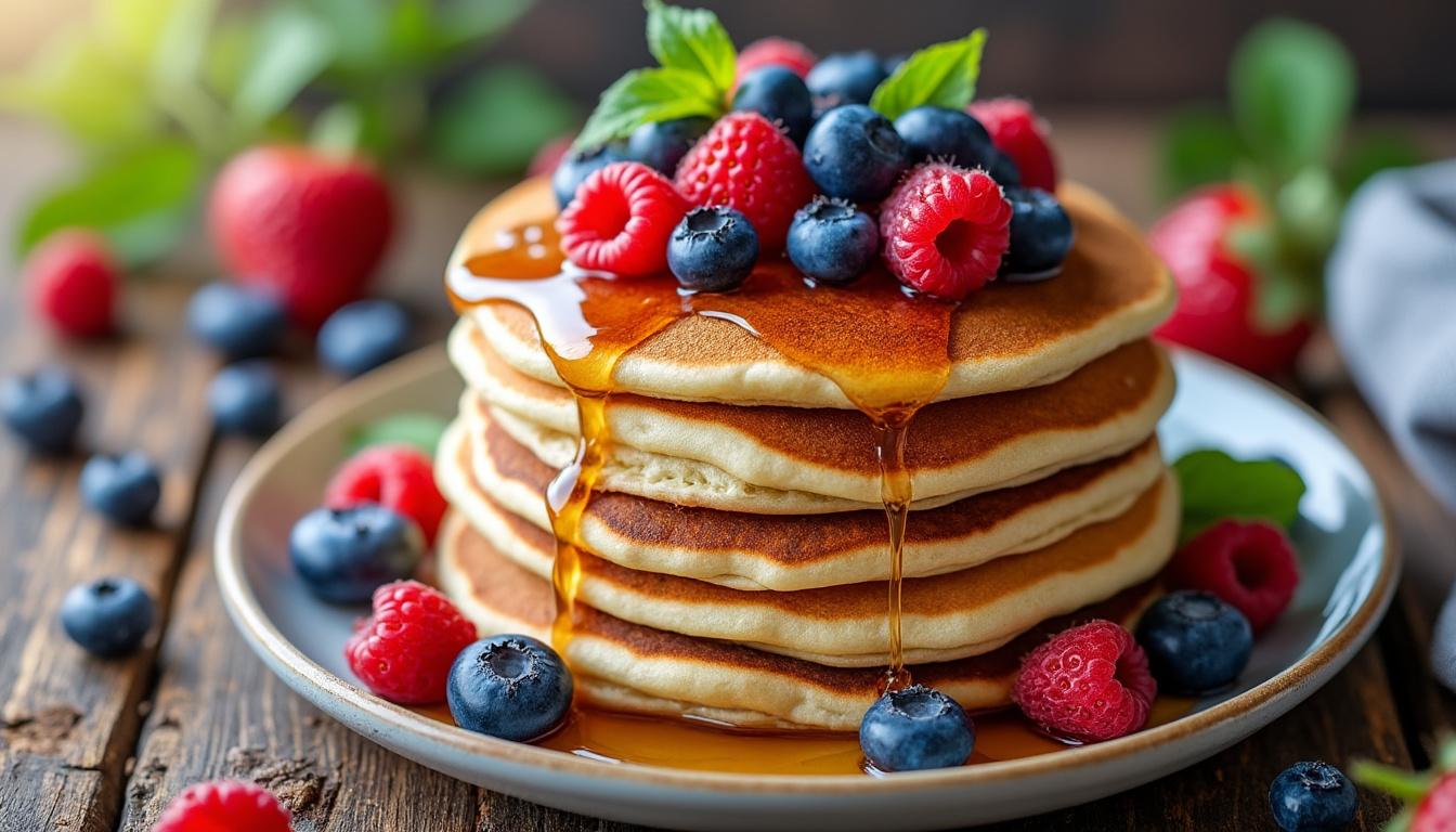 découvrez notre recette facile de pancakes protéinés vegan, moelleux et savoureux, sans œufs ni lait. parfaits pour un petit-déjeuner sain et gourmand.