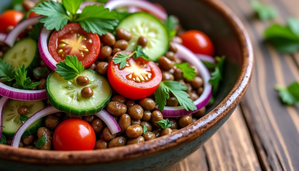 découvrez notre recette de salade de lentilles protéinée, simple à préparer, équilibrée et idéale pour un repas rassasiant et sain.