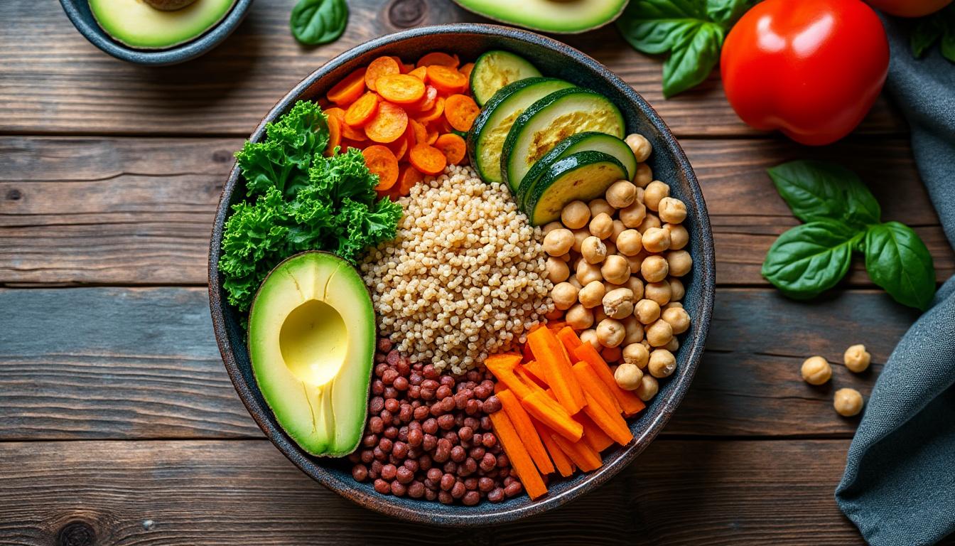 Comment composer une assiette vegan riche en protéines et équilibrée ? 2 découvrez comment composer une assiette vegan riche en protéines et équilibrée pour une alimentation saine, variée et pleine d'énergie au quotidien.