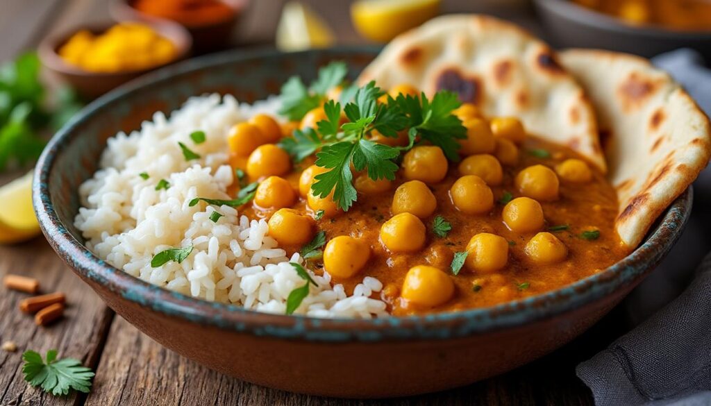 découvrez notre recette de curry de pois chiches protéiné, un plat réconfortant et nutritif, parfait pour allier saveurs et bienfaits pour la santé.