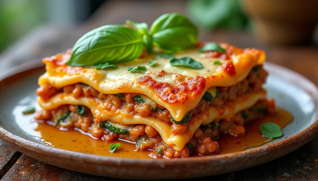 découvrez notre recette de lasagnes vegan protéinées, une alternative équilibrée et fondante sans soja, idéale pour un repas sain et savoureux.