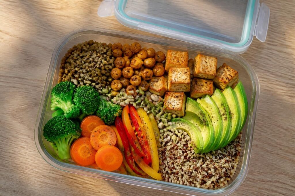 découvrez notre lunchbox vegan riche en protéines, idéale pour un repas équilibré, sain et savoureux à emporter partout.